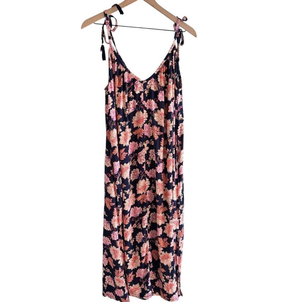Old-Navy Tie-Shoulder Floral Print All Day Midi Swing Dress Size Small Casual - Picture 9 of 14